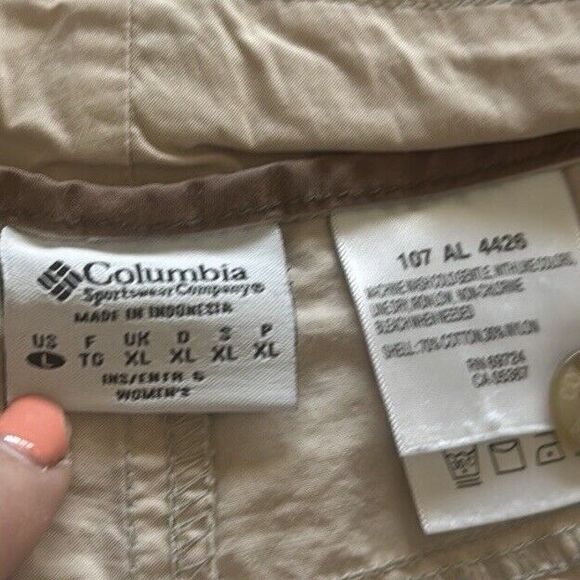 Columbia Shorts Tie Front Women Large Khaki Cotton/Nylon 6” Inseam - Picture 3 of 3